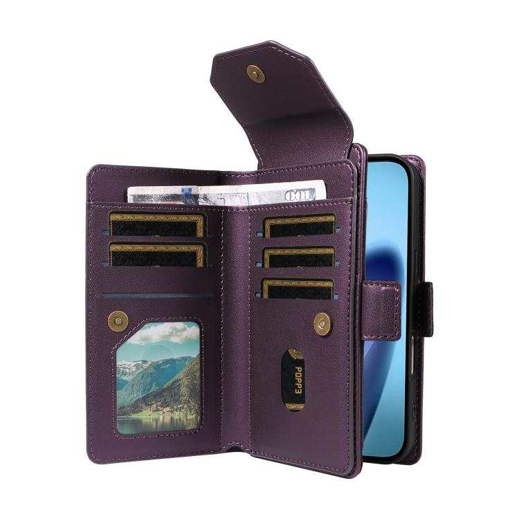 For iPhone Air Multi Card Wallet Leather Phone Case with Strap