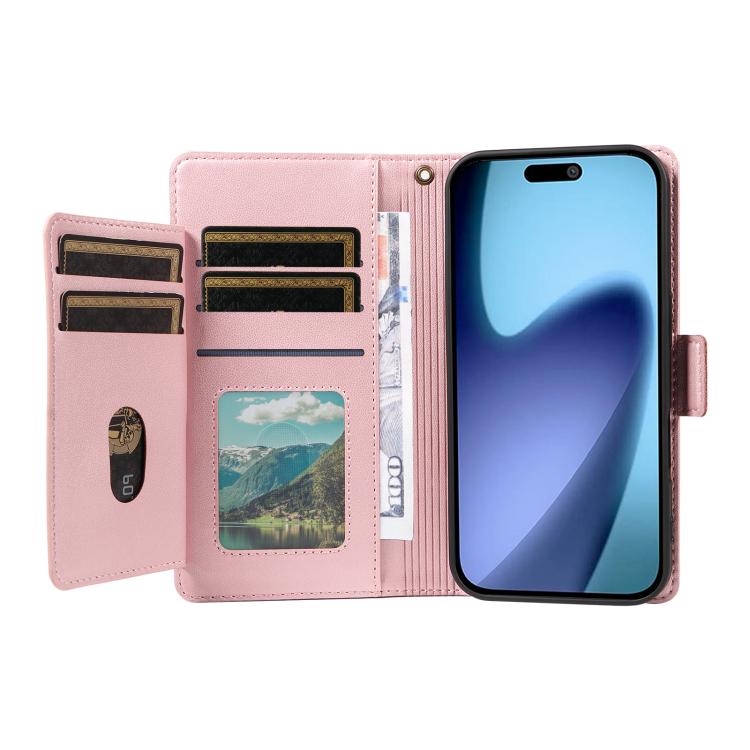 For iPhone Air Multi Card Wallet Leather Phone Case with Strap