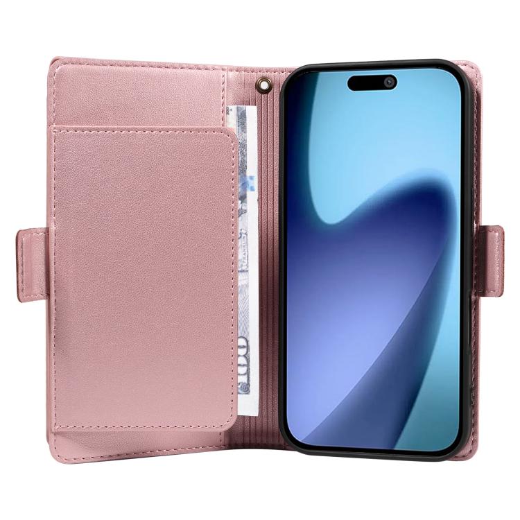 For iPhone Air Multi Card Wallet Leather Phone Case with Strap