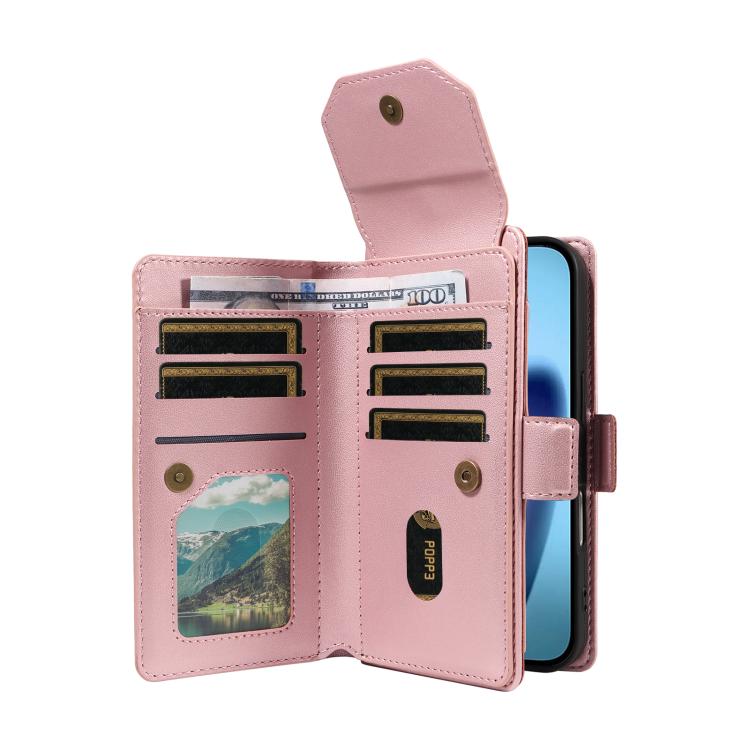For iPhone Air Multi Card Wallet Leather Phone Case with Strap