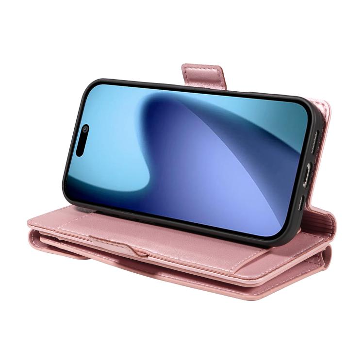 For iPhone Air Multi Card Wallet Leather Phone Case with Strap