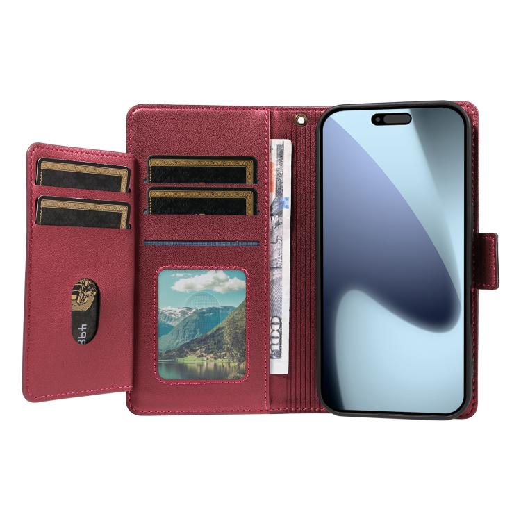 For iPhone 17 Pro Multi Card Wallet Leather Phone Case with Strap