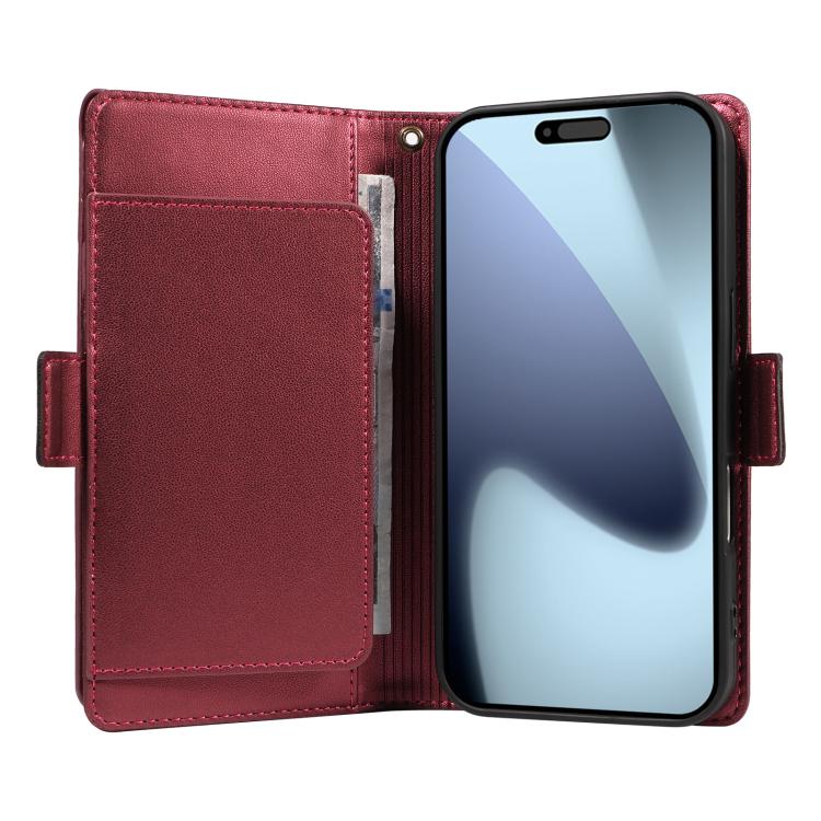 For iPhone 17 Pro Multi Card Wallet Leather Phone Case with Strap