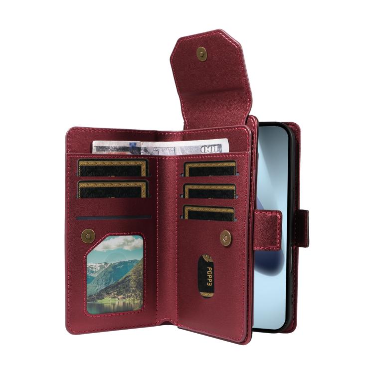 For iPhone 17 Pro Multi Card Wallet Leather Phone Case with Strap