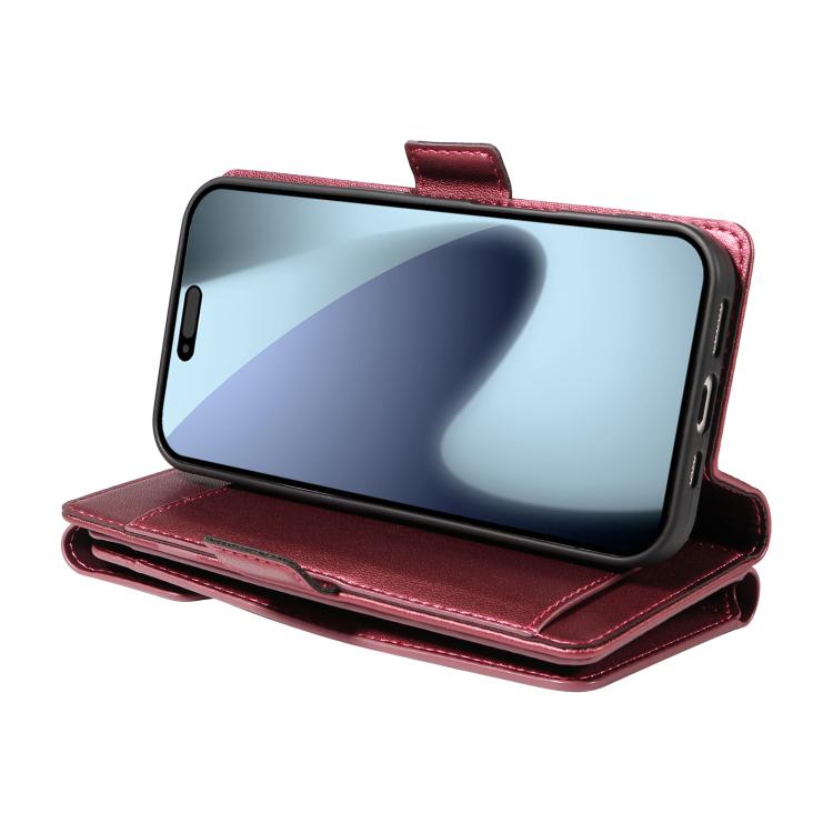 For iPhone 17 Pro Multi Card Wallet Leather Phone Case with Strap