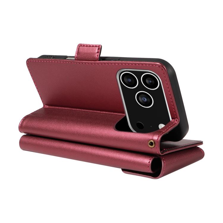 For iPhone 17 Pro Multi Card Wallet Leather Phone Case with Strap