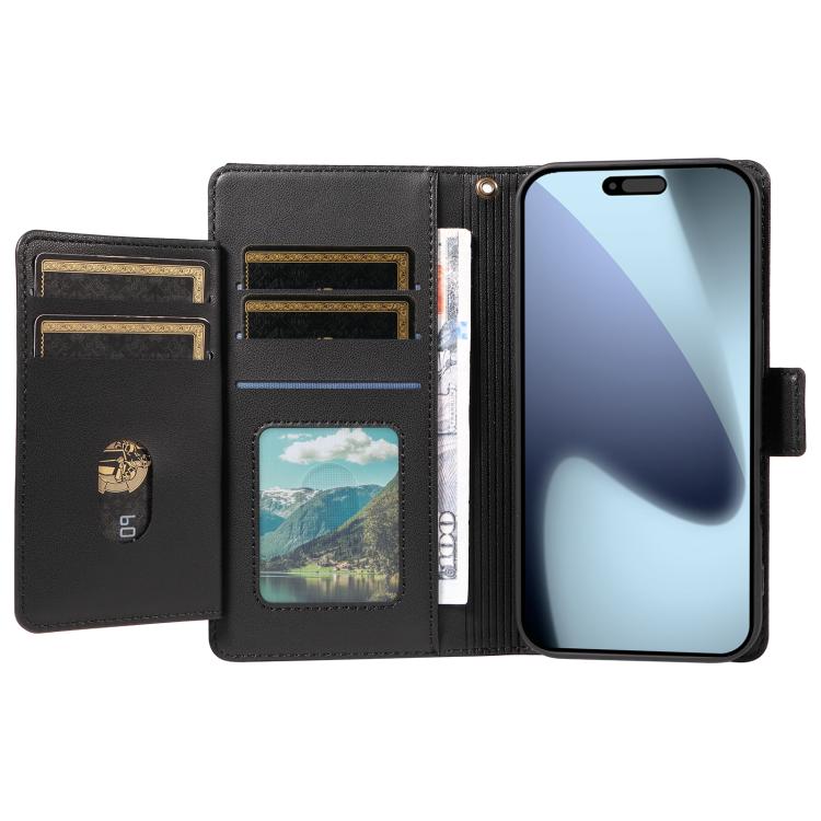For iPhone 17 Pro Multi Card Wallet Leather Phone Case with Strap