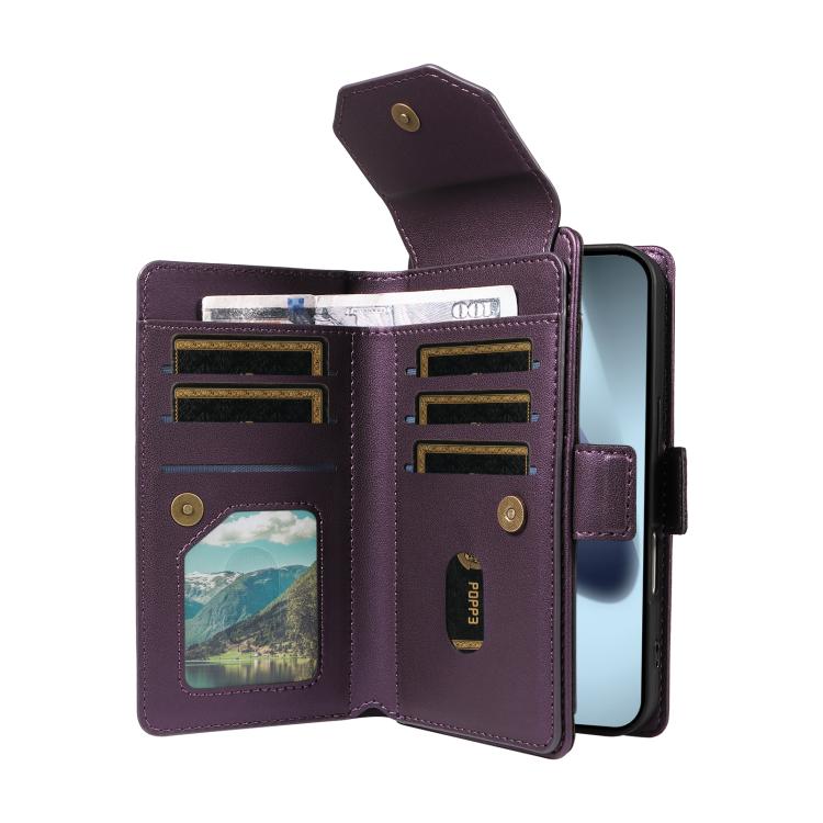 For iPhone 17 Pro Multi Card Wallet Leather Phone Case with Strap