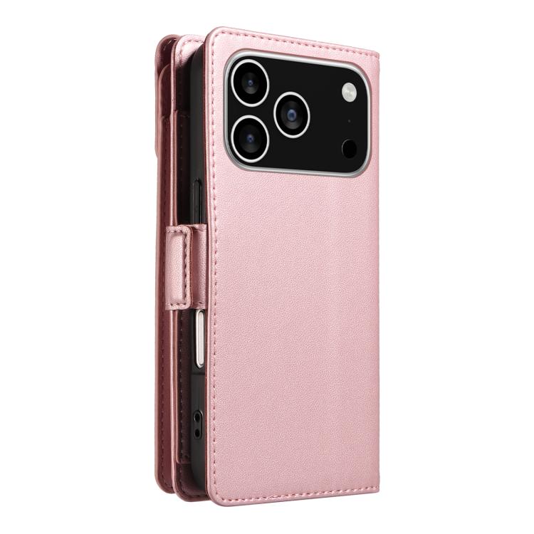 For iPhone 17 Pro Multi Card Wallet Leather Phone Case with Strap