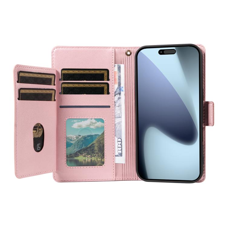 For iPhone 17 Pro Multi Card Wallet Leather Phone Case with Strap
