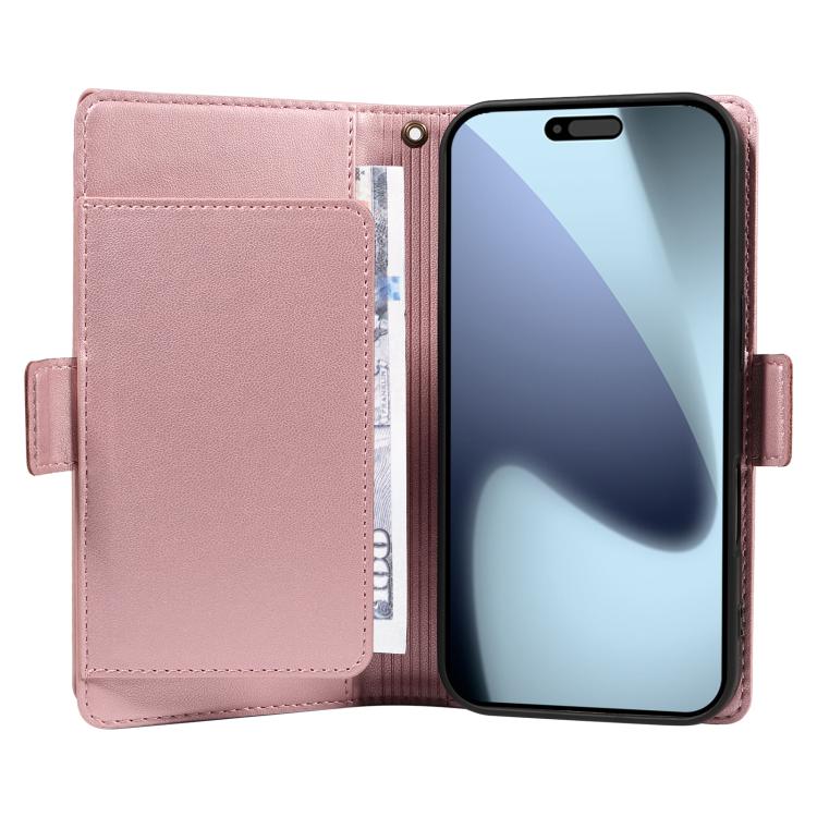 For iPhone 17 Pro Multi Card Wallet Leather Phone Case with Strap