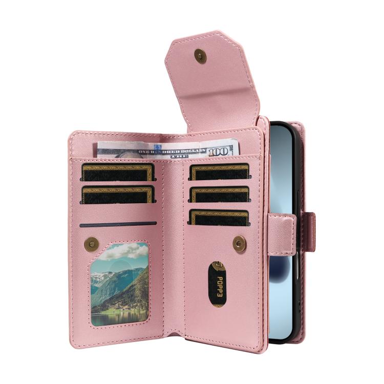 For iPhone 17 Pro Multi Card Wallet Leather Phone Case with Strap