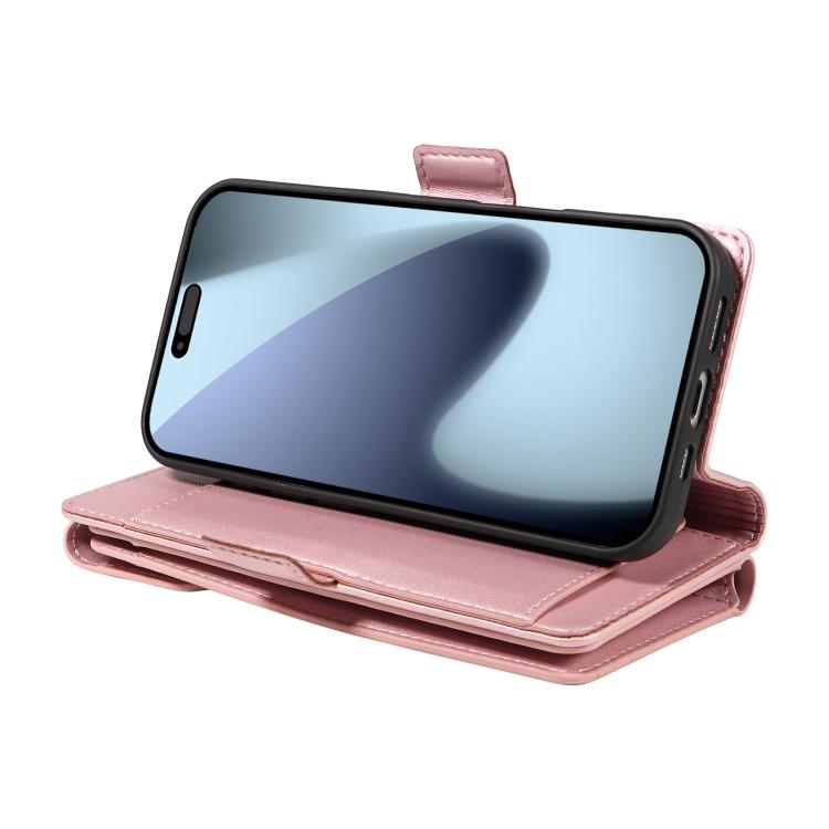 For iPhone 17 Pro Multi Card Wallet Leather Phone Case with Strap