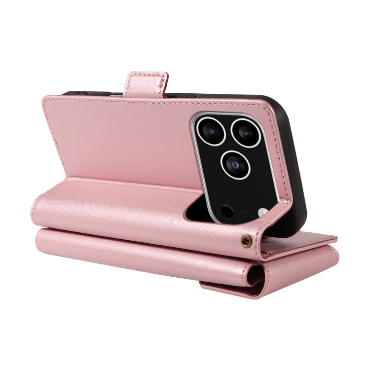 For iPhone 17 Pro Multi Card Wallet Leather Phone Case with Strap