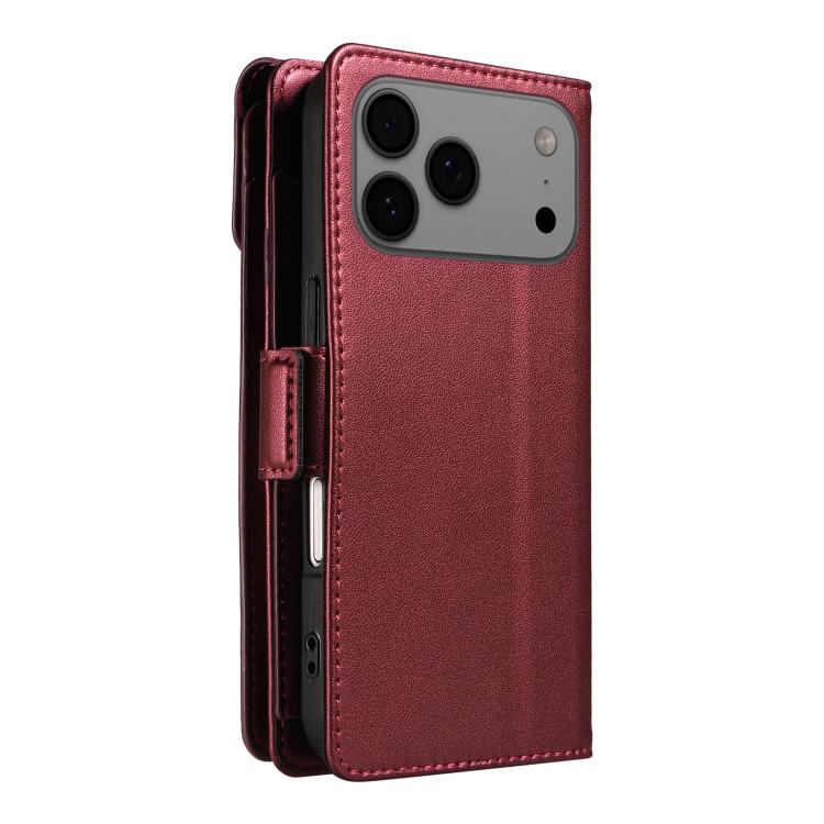 For iPhone 17 Pro Max Multi Card Wallet Leather Phone Case with Strap