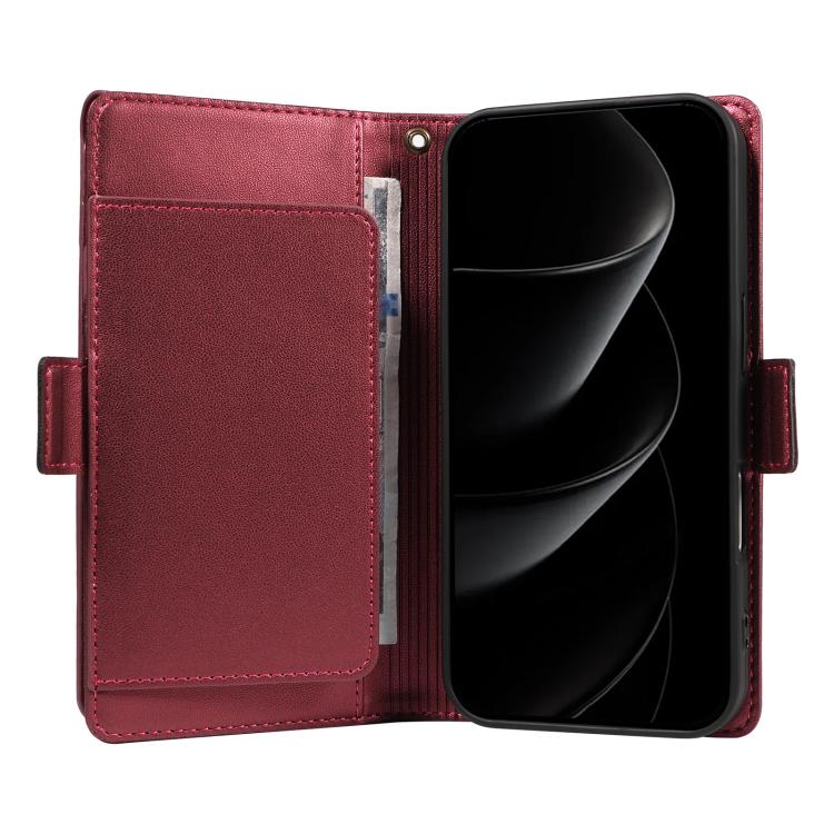 For iPhone 17 Pro Max Multi Card Wallet Leather Phone Case with Strap