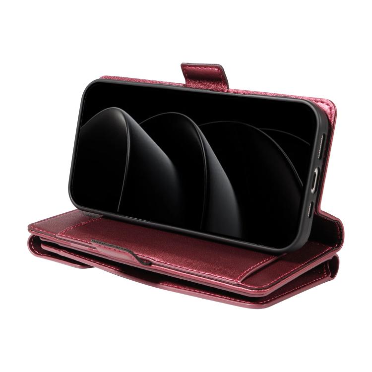 For iPhone 17 Pro Max Multi Card Wallet Leather Phone Case with Strap
