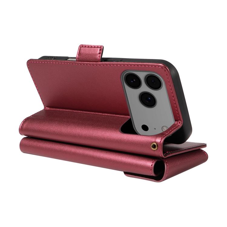 For iPhone 17 Pro Max Multi Card Wallet Leather Phone Case with Strap