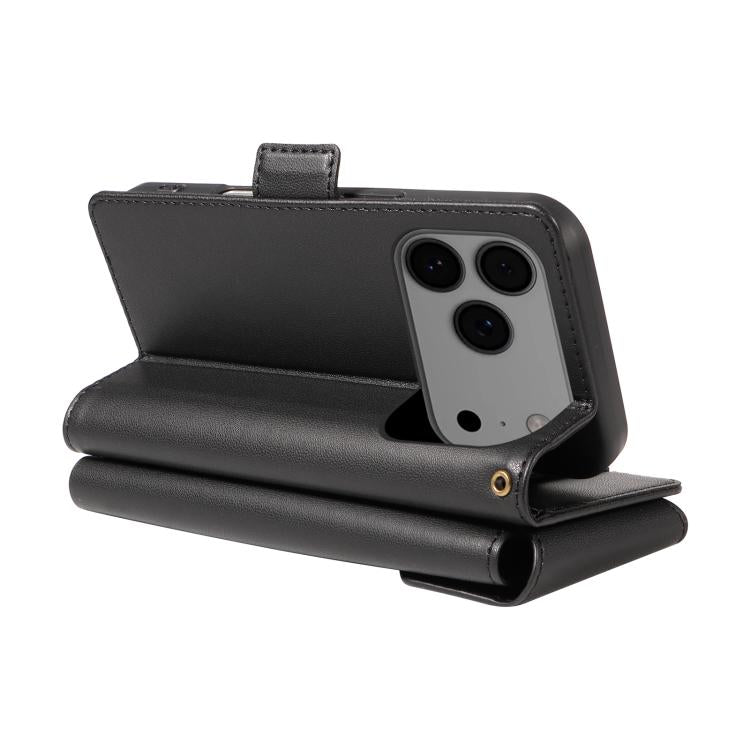 For iPhone 17 Pro Max Multi Card Wallet Leather Phone Case with Strap