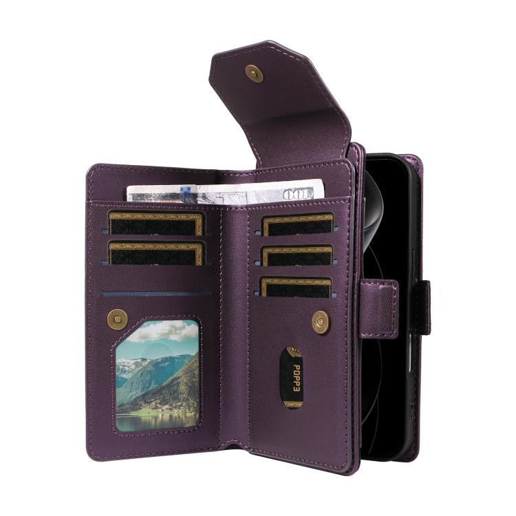 For iPhone 17 Pro Max Multi Card Wallet Leather Phone Case with Strap