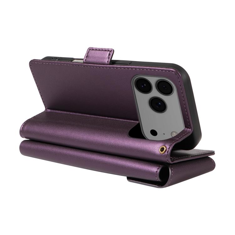 For iPhone 17 Pro Max Multi Card Wallet Leather Phone Case with Strap