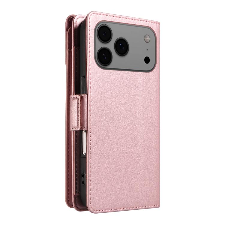 For iPhone 17 Pro Max Multi Card Wallet Leather Phone Case with Strap
