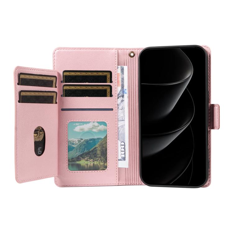 For iPhone 17 Pro Max Multi Card Wallet Leather Phone Case with Strap
