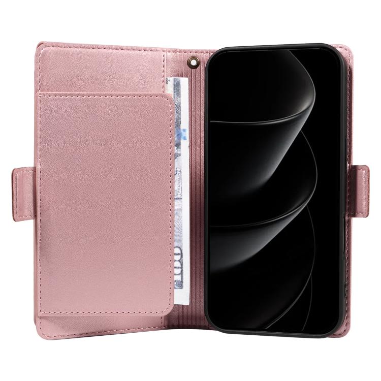 For iPhone 17 Pro Max Multi Card Wallet Leather Phone Case with Strap