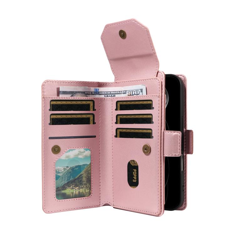 For iPhone 17 Pro Max Multi Card Wallet Leather Phone Case with Strap