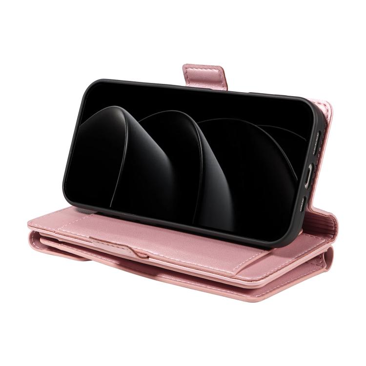 For iPhone 17 Pro Max Multi Card Wallet Leather Phone Case with Strap
