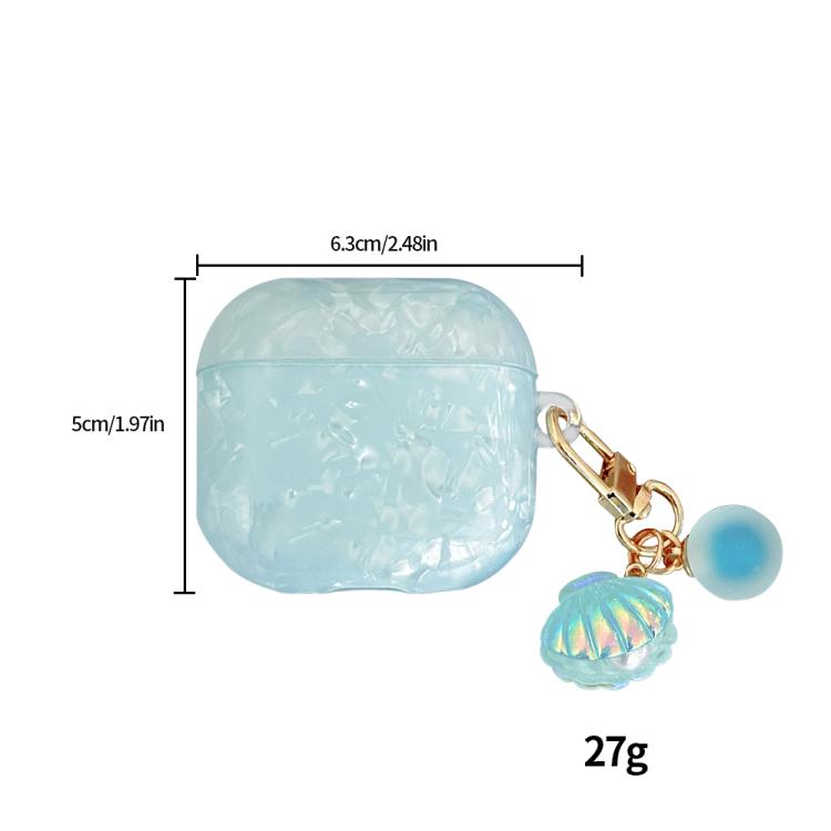 For AirPods 4 Shell Texture Pearl Hanging Buckle Earphone Case