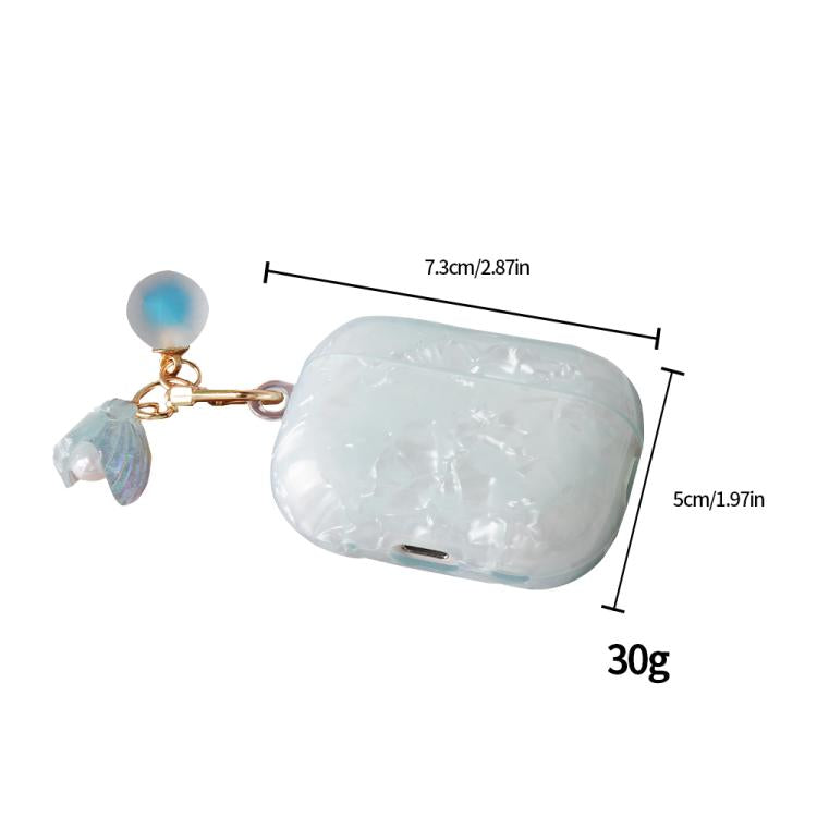 For AirPods Pro 2  Shell Texture Pearl Hanging Buckle Earphone Case