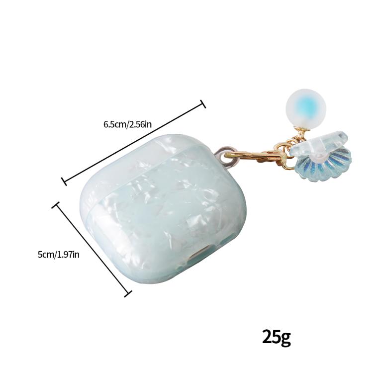 For AirPods 3 Shell Texture Pearl Hanging Buckle Earphone Case