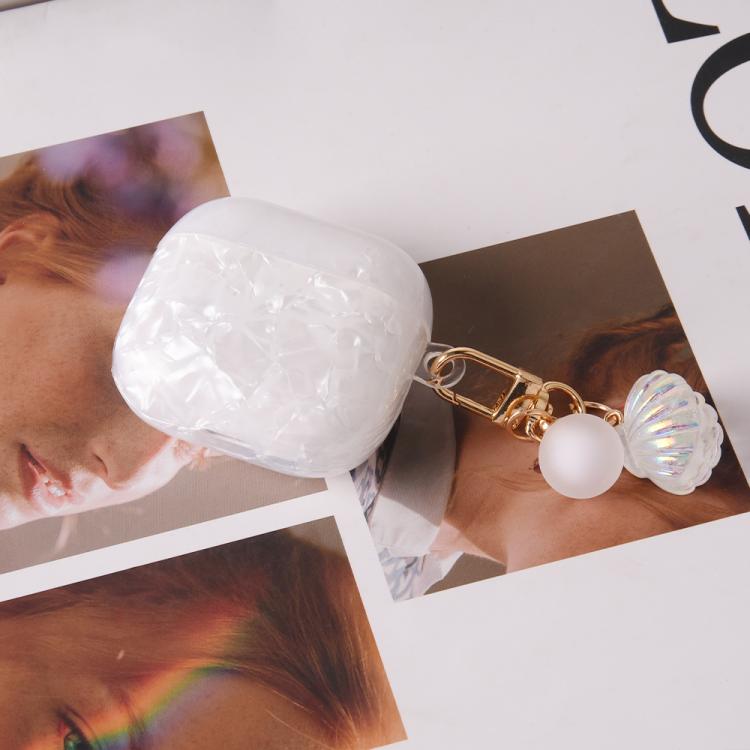 For AirPods 3 Shell Texture Pearl Hanging Buckle Earphone Case