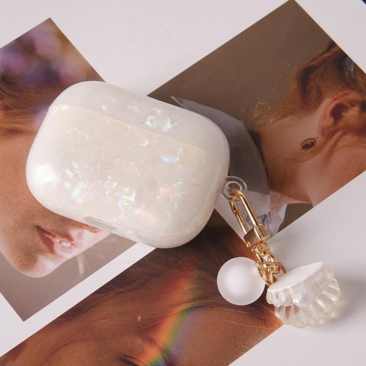 For AirPods Pro Shell Texture Pearl Hanging Buckle Earphone Case