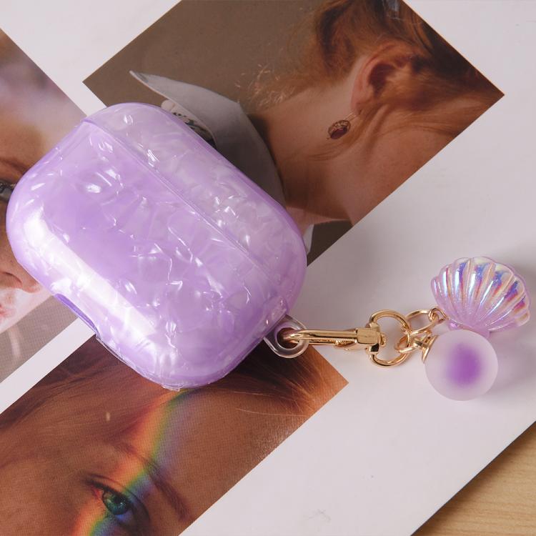 For AirPods Pro Shell Texture Pearl Hanging Buckle Earphone Case