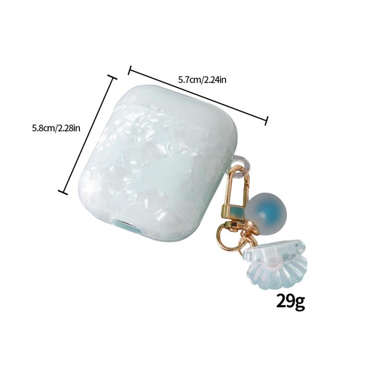 For AirPods 1 / 2 Shell Texture Pearl Hanging Buckle Earphone Case