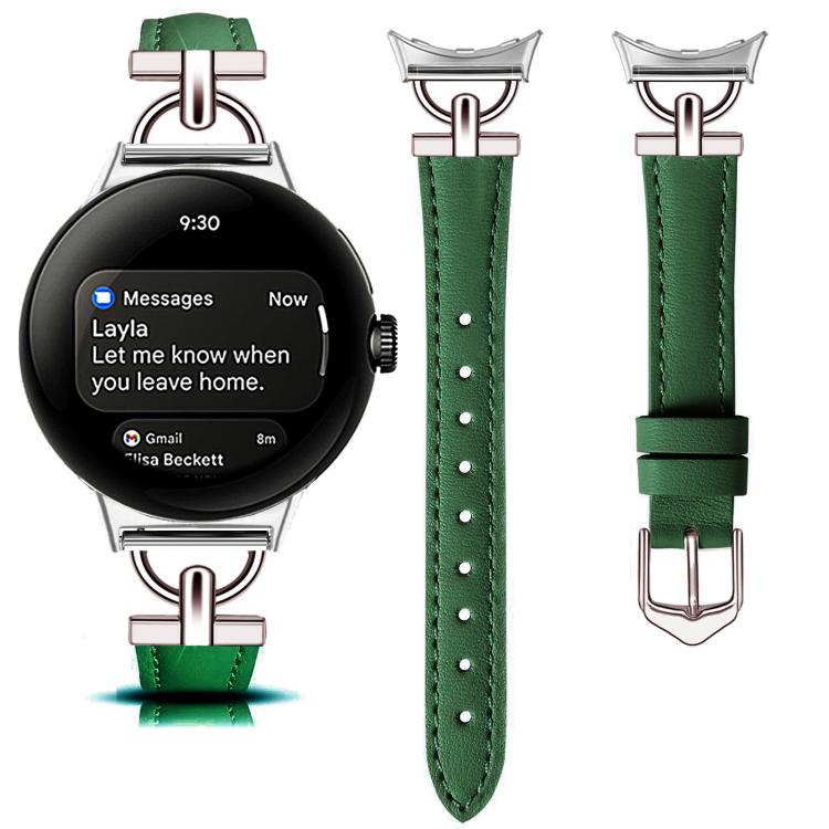 For Google Pixel Watch 4 / 3 45mm D-shaped Metal Small Waist Leather Watch Band