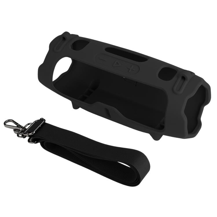 For JBL Charge 6 Silicone Protective Cover Portable Crossbody Speaker Soft Shell Bag