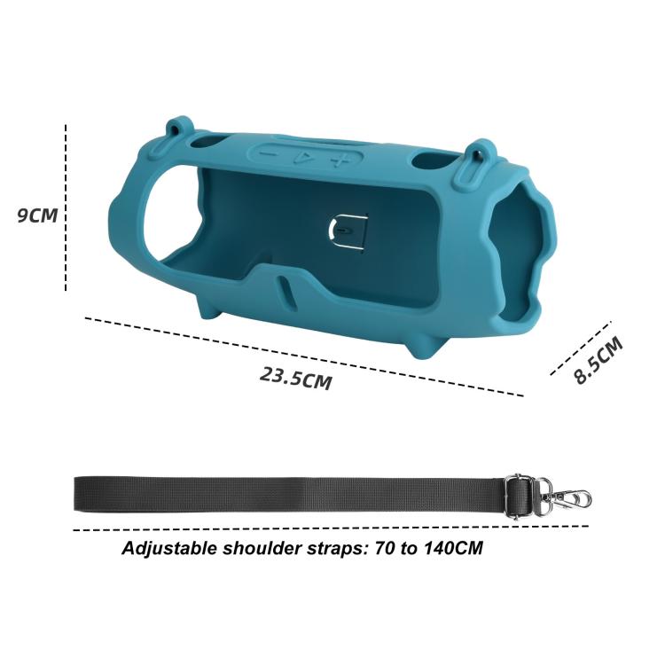 For JBL Charge 6 Silicone Protective Cover Portable Crossbody Speaker Soft Shell Bag