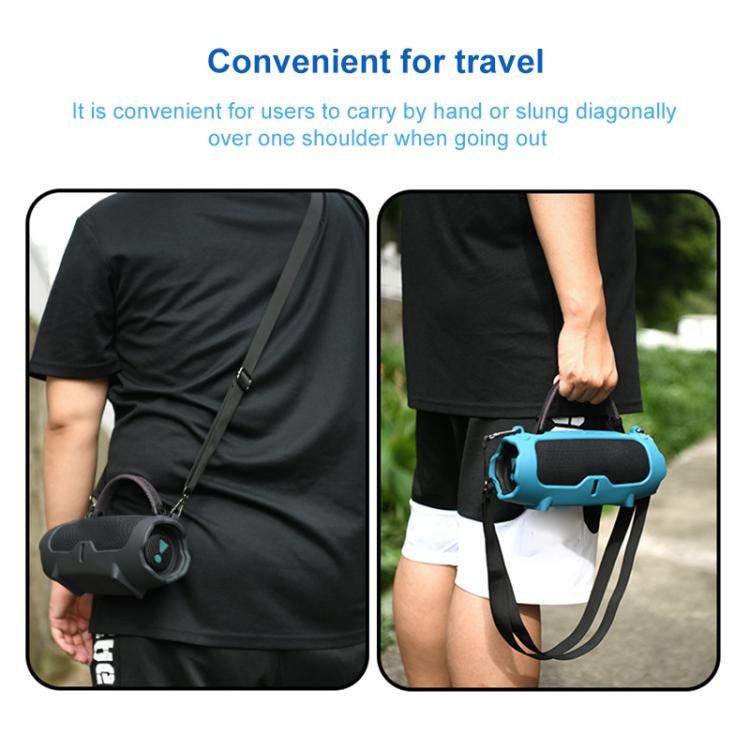 For JBL Charge 6 Silicone Protective Cover Portable Crossbody Speaker Soft Shell Bag