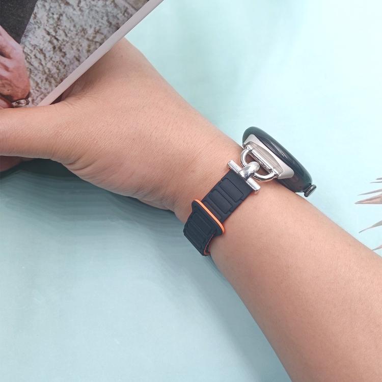 For Google Pixel Watch 4 / 3 45mm D-shaped Tri-beads Magnetic Silicone Watch Band
