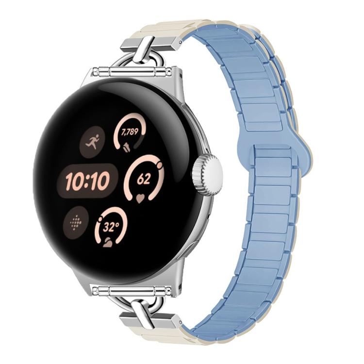 22mm D-shaped Tri-beads Magnetic Silicone Watch Band