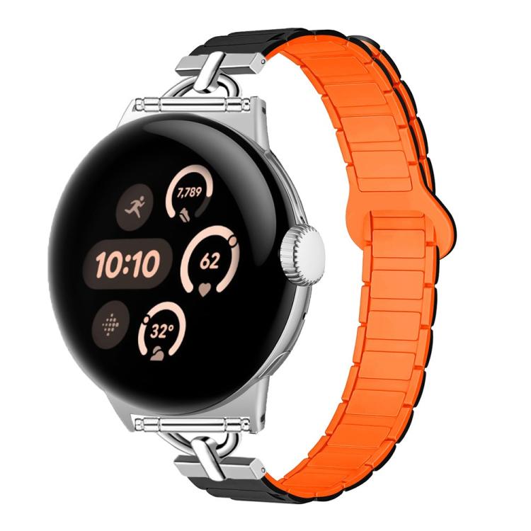 22mm D-shaped Tri-beads Magnetic Silicone Watch Band