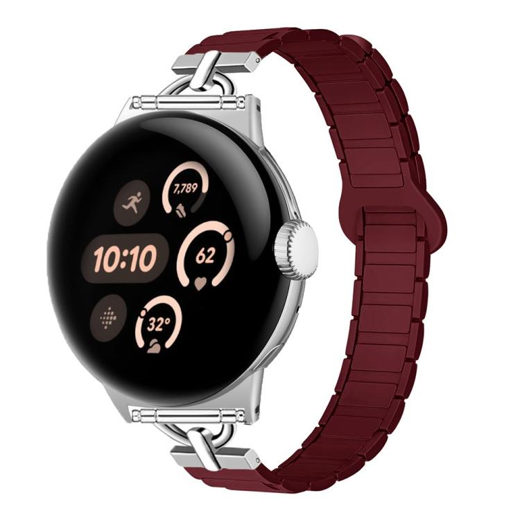 22mm D-shaped Tri-beads Magnetic Silicone Watch Band