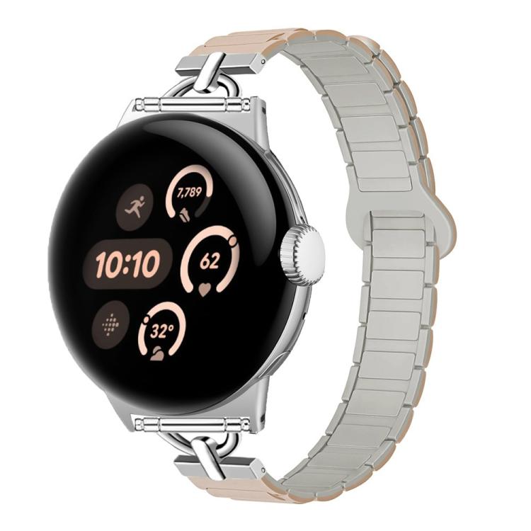 22mm D-shaped Tri-beads Magnetic Silicone Watch Band