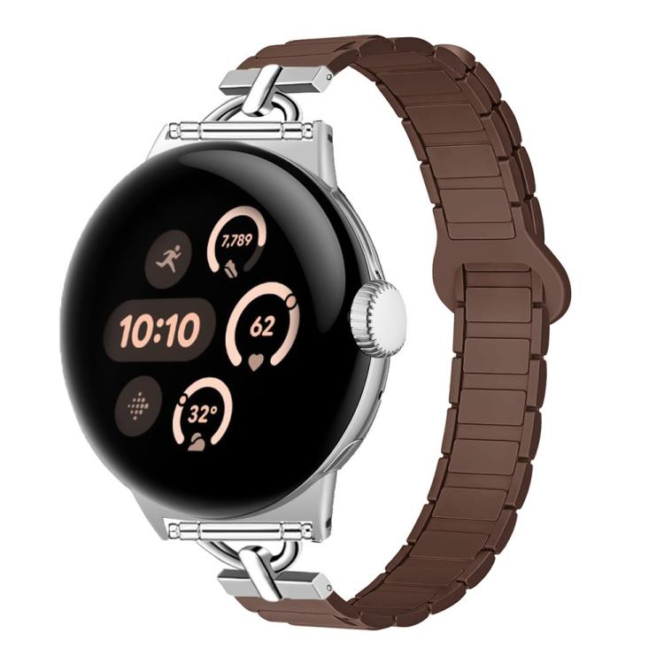 22mm D-shaped Tri-beads Magnetic Silicone Watch Band