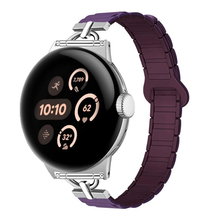 22mm D-shaped Tri-beads Magnetic Silicone Watch Band