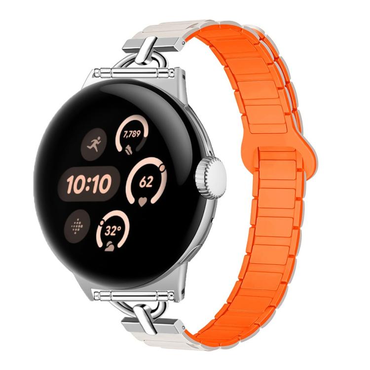 22mm D-shaped Tri-beads Magnetic Silicone Watch Band