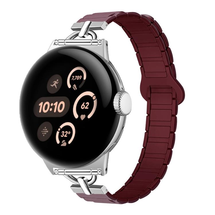 22mm D-shaped Tri-beads Magnetic Silicone Watch Band